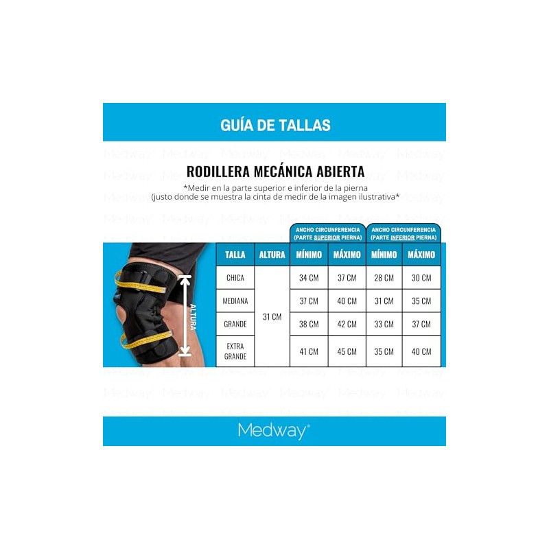 MEDWAY | Rodillera Mecánica Abierta Color Negro