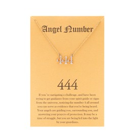 Angel Number 444 Cubic Zirconia Choker Necklace Numerology Jewelry for Women Gold Tone