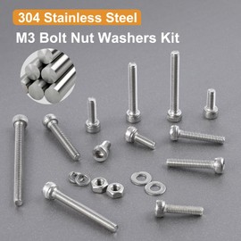 VGBUY 440pcs M3 Screw Assortment Kit, M3 Screws Bolts for 3D Printer DIY, Hex Socket Head Cap Screws Bolts Nuts Washer Kit, 304 Stainless Steel, 25/30/35/40/45mm