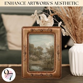 97 Decor Small Vintage Picture Frames 2.5 X 3.5 - Ornate Wallet Size Frame, Tiny Bronze 2.5 X 3.5 Picture Frames For Wall Hanging, Mini Photo Frame Antique Home Decor