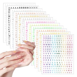 LXUEJIE 12 Sheets Letters Nail Art Stickers, 12 Colors English Alphabet Nail Decals Glitter 3D Self-Adhesive Nail Sticker Nail Art Decoration Accessories for Women DIY Nail Decoration