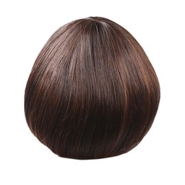 Short Bob Wig 15cm With Inward Curly Ends - Mushroom Head Style Synthetic Hairpiece Perfect For School Uniform, Party, Anime Cosplay Comfortable All Day Wear (Brown, One Size)