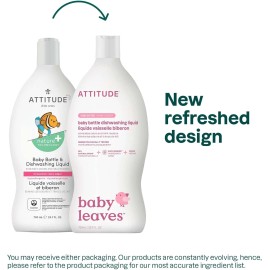 ATTITUDE Baby Dish Soap and Bottle Cleaner, Dishwashing Liquid, 23.7 Fl Oz
