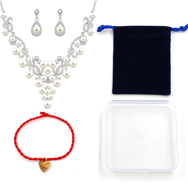 JunyiDIY Elegant Pearl Jewelry Set | 10mm White Plastic Pearl