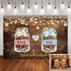 Avezano Wishing Bottle Gender Reveal Backdrop Brown Wood Rustic Floral