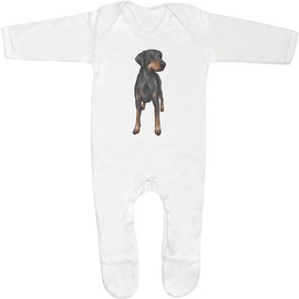 Azeeda 0-3 Month 'Doberman' Baby Romper Jumpsuit/Sleep Suit (SS00042784) White