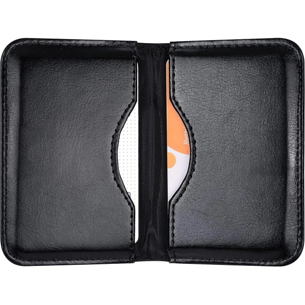 Branded Wisdompro Business Card Holder, 2-Sided PU Leather Folio Name