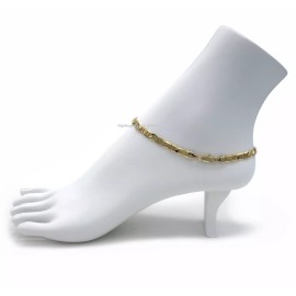 Hiphopstylist 5mm Mariner Link Chain Quality 10" Anklet Ankle Bracelet 14k Italy Gold Plated