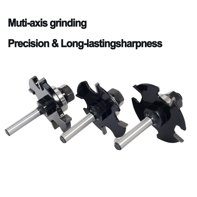SICWOOD 3pcs Slot Cutter Router Bit Set 1/4 Shank -