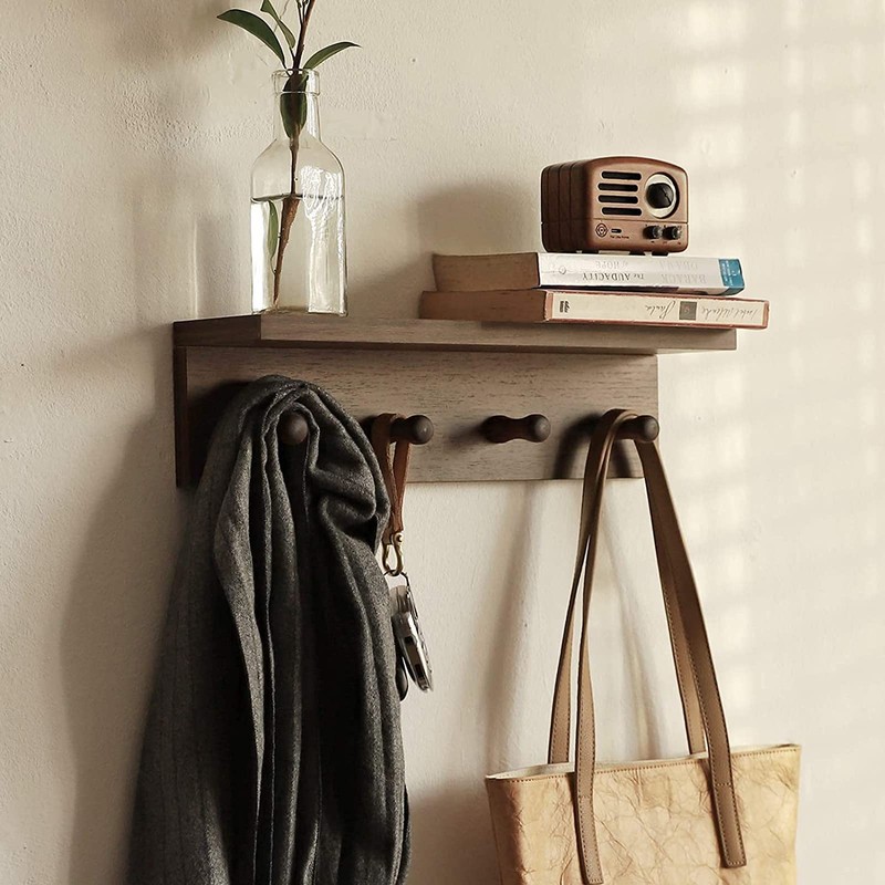 XAOMLP Entrance Coat Rack ，Coat Hooks, Wall-Mounted Wooden Hook Rack,