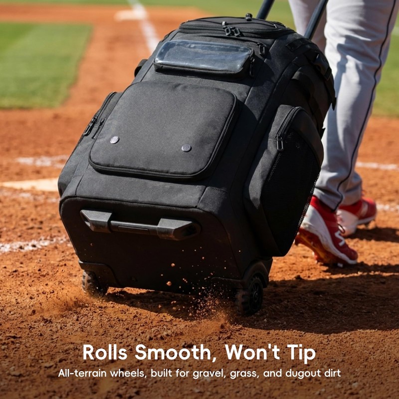 KAVIGOR 80L Rolling Baseball & Softball Bag for Youth &