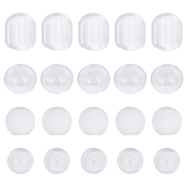 TOAOB 40pcs Flat Silicone Earring Back Pads 4 Sizes Heavy