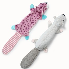 Nocciola 2 Pack Crinkle Squeaky Dog Toys Without Stuffing Soft and Indestructible Fabric Water Bottle Extra Long Plush Chew Toys for Small, Medium and Large Dogs