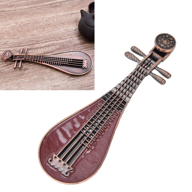 Incense Burner Holder Unique Chinese Lute Design Premium Copper Sturdy
