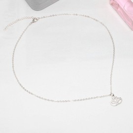 TseenYi Lotus Pendant Necklace Chain Star Moon Pendant Necklace Adjustable Yoga Clavicle Chain Necklaces Jewellery for Women and Girls (Silver), Metal