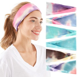 OFFTESTY Paquete de 6 diademas antideslizantes para mujer, bandas elásticas para el sudor, para yoga, entrenamiento, deportes, correr, para el cabello de mujer
