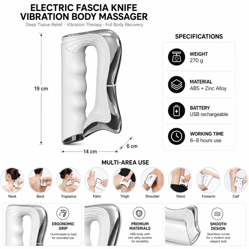 Electric Fascia Massage Blade for Body Relaxation – Rechargeable Scraping