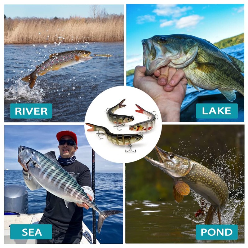 ods lure Fishing Bait for Bass 8 Segment Multi Swimbaits