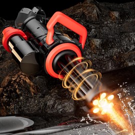 Gatling Electric Water Gun for Adults Kids Ages 8-12, Most Powerful Automatic Squirt Gun, High Powered 28-32 FT Long Range Auto Water Blaster, LED Light Outdoor Pool Swimming Toy Game(Black) - Color: Black gatling