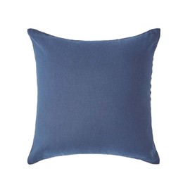 HOMESCAPES Linen Cushion Cover Navy Blue 80 x 80 cm, Half Linen Cushion Cover Zip, 60% Linen & 40% Cotton