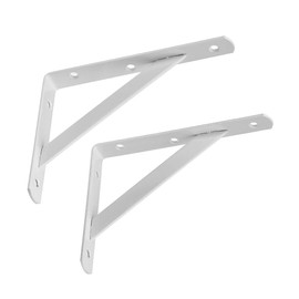 Dewell 2 Pcs 8inch Tripod Triangle Shelf Brackets, Wall Mounted Shelf Supports White,WT200