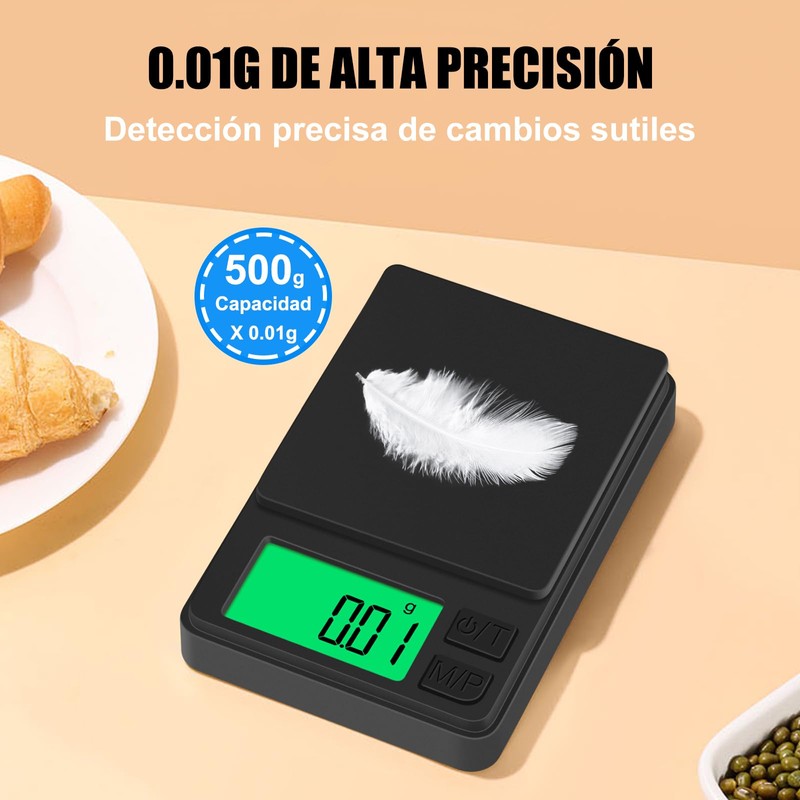 Báscula Digital de Bolsillo 500g 0,01g [Nueva Versión], Diyife Mini