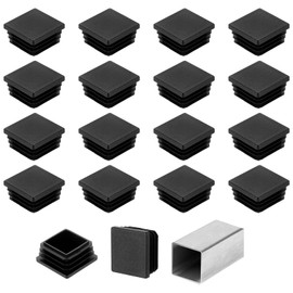 uxcell 1 3/8" (35mm) Square Tubing End Caps, 32 Pcs Plastic Hole Plugs Insert End Cap for Metal Tubing Post Chair Leg Table Bookshelves Furniture, Black