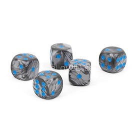 WeLoveBeads W6 Cube (16 mm) in Grey/Blue Dots - Made in Germany - Pack of 5