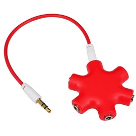 3.5mm Headphone Jack Splitter 3.5 Audio 5 Way 6 Port Female Connector Adapter Audio Earphone Plug 3.5mm Stereo Cable (Red)
