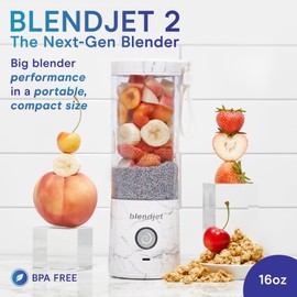 BlendJet BlendJet Portable Blender for Smoothies & Shakes - 16oz BlendJet 2 Cordless Personal Small Blender, USB-C Rechargeable & Self Cleaning - Mini Travel Blender with Stainless Steel Blade (White Marble)
