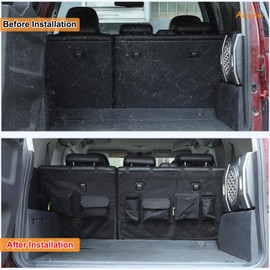 Aunginsy Trunk Hanging Organizer Backseat Storage Bag Compatible with Toyota FJ Cruiser 2007-2021 Car Second-Row Seat Back Panel Multi-Compartment Storage Pocket Box Oxford Cloth Expansion Accessories