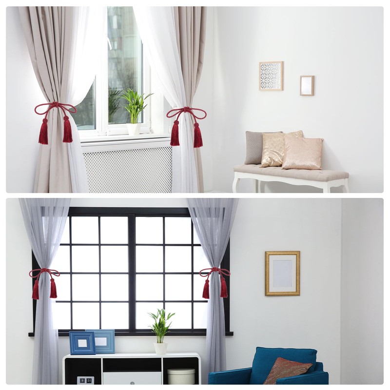 sourcing map 2Pcs Tassel Curtain Tiebacks, Curtain Holdbacks with Tassel