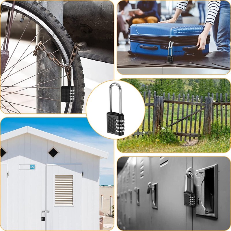 Combination Lock 4 Digit Padlock with Long Shackle for School