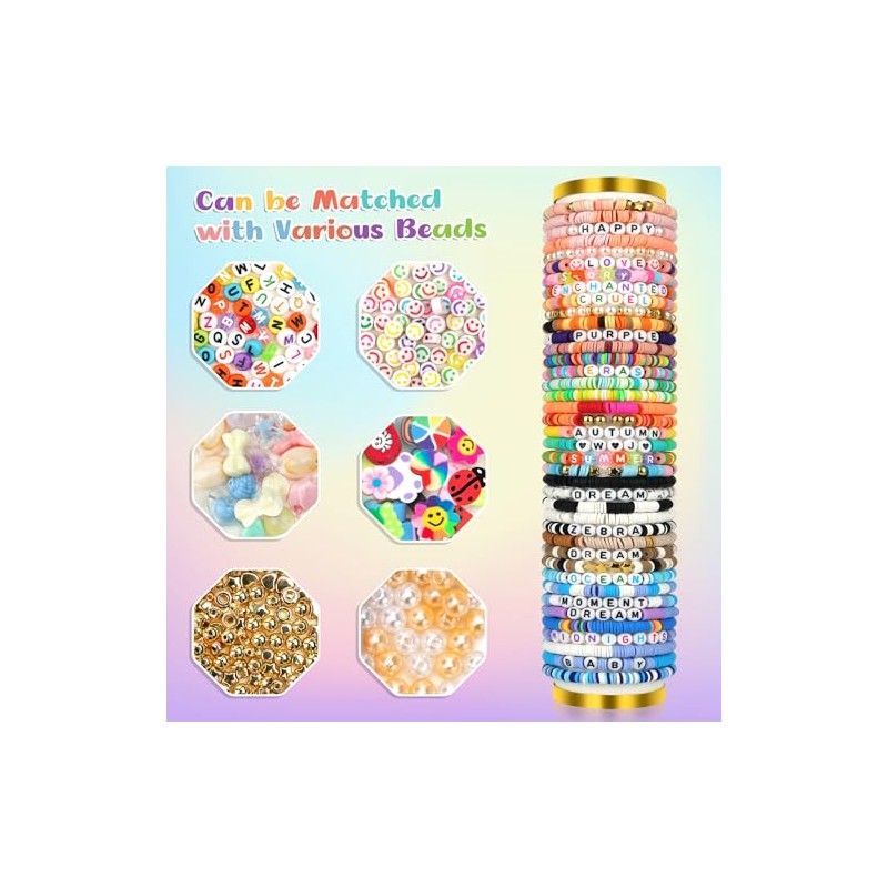 Clay Beads, 3000Pcs White and Blue Clay Heishi Beads for
