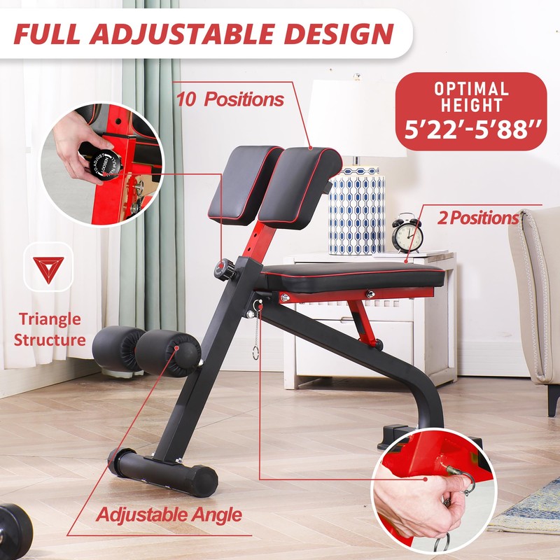BODY RHYTHM Compact Adjustable Weighted Bench for Full Strength Training,