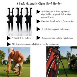 Auetrcls 3 Pack Magnetic Golf Cigar Holder Divot Tool for Golf Cart - Multifunctional Golf Divot Repair Multi-Tool