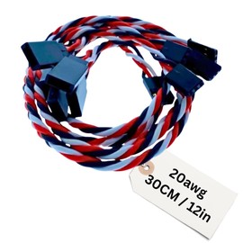 BackBayRC - Twisted 20awg Servo Extension Wire - 100 Strands for RC Vehicles, Drones, E-Bikes - 6 Lengths / 5 Cables per Pack (30CM / 12in / 1ft)