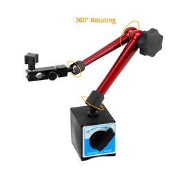 QWORK Magnetic Base Indicator Holder, 88lbs/40kg Max Pull, 8" Adjustable Metal Test Indicator Holder for Digital Dial Indicator, with 3-Joint Flexible, Black