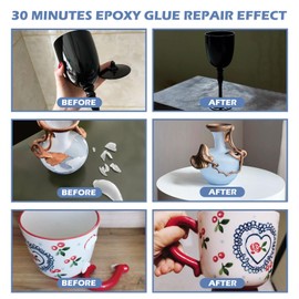 GDDP 30 Minute Epoxy Glue 8.8oz, Tough Durable Clear Epoxi Adhesives Fast Repair, 2 Part Epoxy Glue Quick Cure Clear for Metal, Wood, Plastic, Glass, Cerami