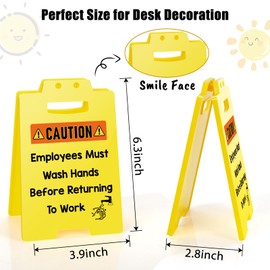MBL Warning Sign for Wash Hands - Employees Must Wash Hand Before Returning to Work Sign, Small Mini Desktop Reminder Signs for Office Business Restaurant Salons Hotel Motel Rest Stops