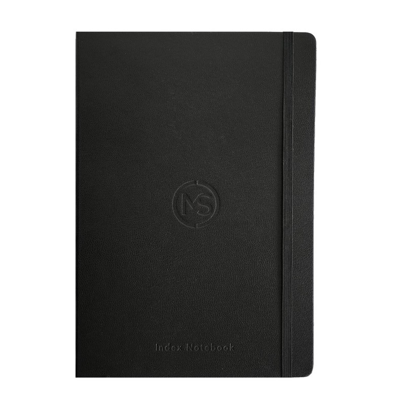 A6 Index Notebook Hardback Leatherette Cover 8mm Ruled Margin A-Z
