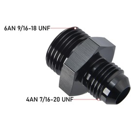 Podavelle 4AN Male Flare to 6AN ORB O-ring Boss Fuel Pump Rail Adapter Fitting Aluminum Black, Pack of 2