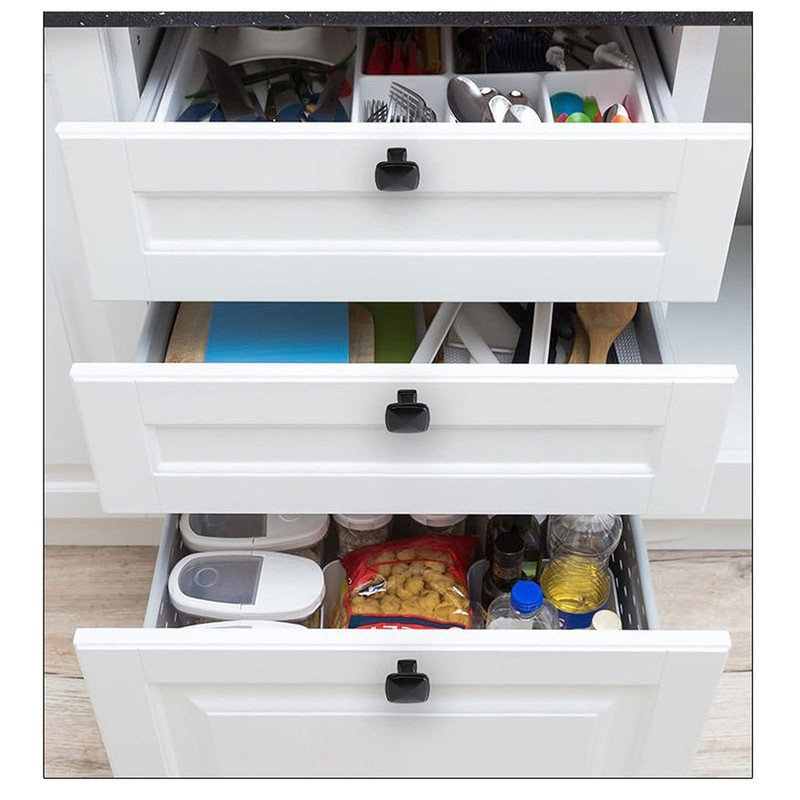 Zerniple Solid Aluminum Alloy Square Single Hole Knob Black Handle