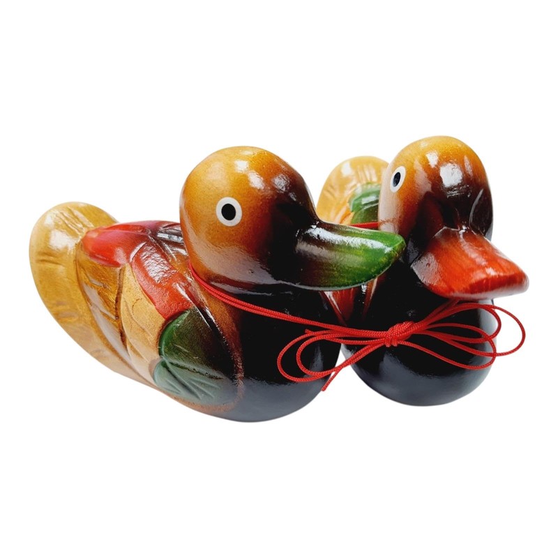 DMtse Feng Shui Wooden One Pair Mandarin Ducks for Love