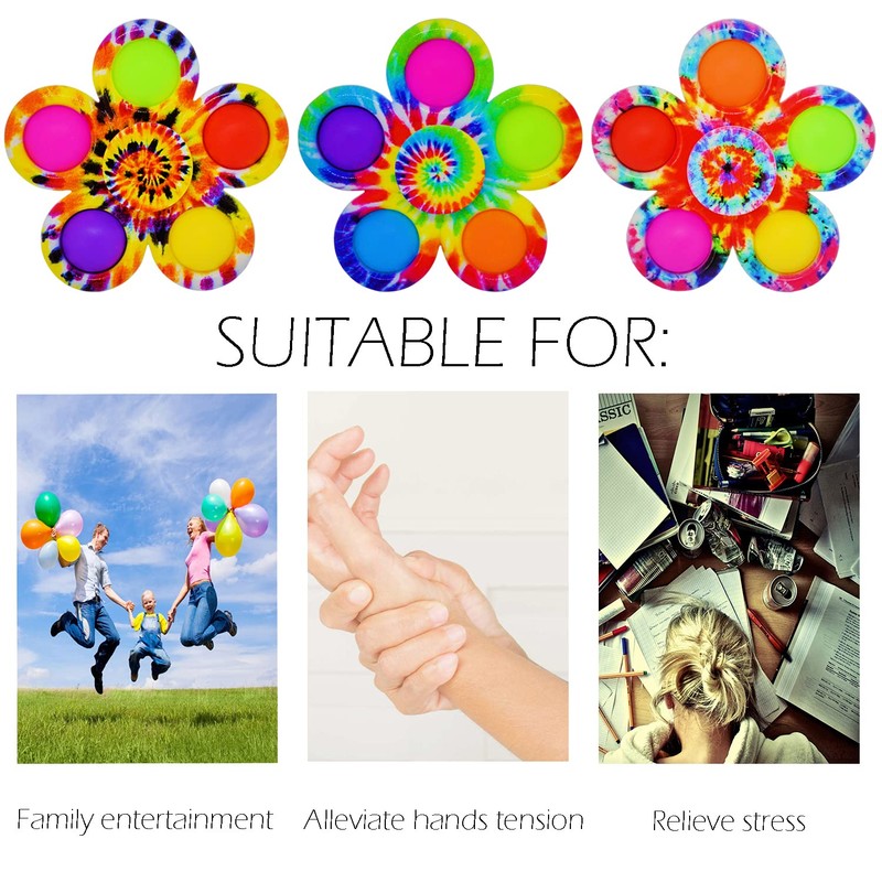 Stress Relief Hand Spinner Push Pop Bubble Fidget Toy (Yellow)