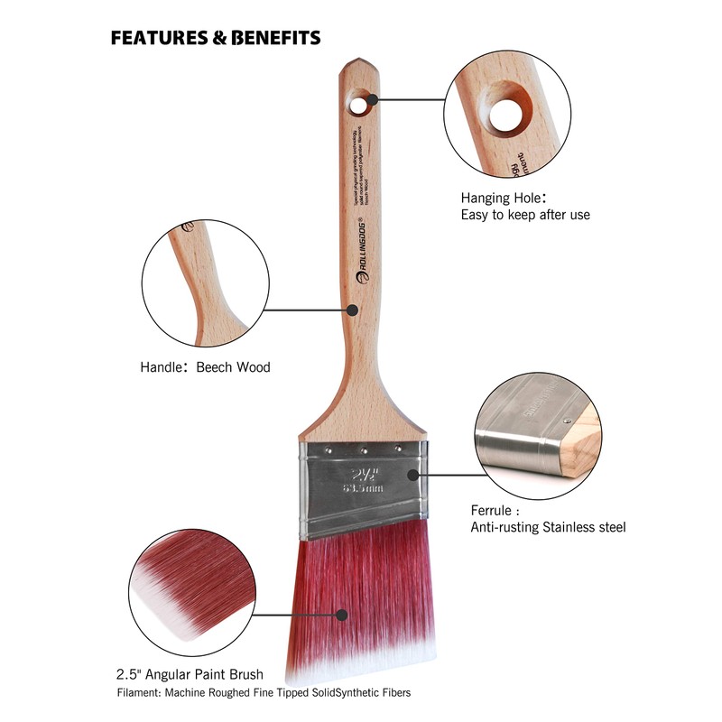 ROLLINGDOG Angled Paint Brush - Cutting In Paint Brush Set