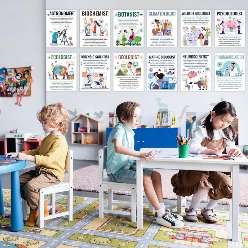 Aposwow Science Classroom Decor Posters - 12Pcs Science Career Posters