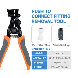 iCrimp Push to Connect Fitting Removal Tool for Disconnect 1/4-in to 3/8-in RO Water Tubing, Air Hose from Quick Push Fit Connectors, for Pneumatic Tools, RO Water Purifier