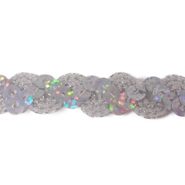 キラリ手芸部 NO.981_ラメ有りスパンコールブレード_銀色（シルバー）幅1.3cm×長さ3ｍ巻き シークイン sequin