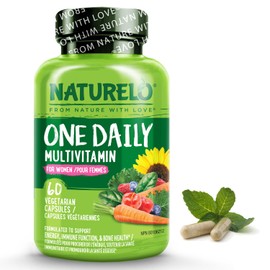 NATURELO NATURELO One Daily Multivitamin for Women - Energy Support - Whole Food Supplement to Nourish Hair, Skin, Nails - Non-GMO - No Soy - Gluten Free - 60 Capsules - 2 Month Supply